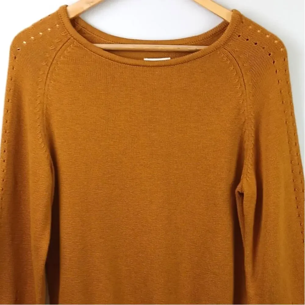 Sundance SZ M Aryka Wool-Cotton Blend Sweater Bell Sleeves With Ties Gold